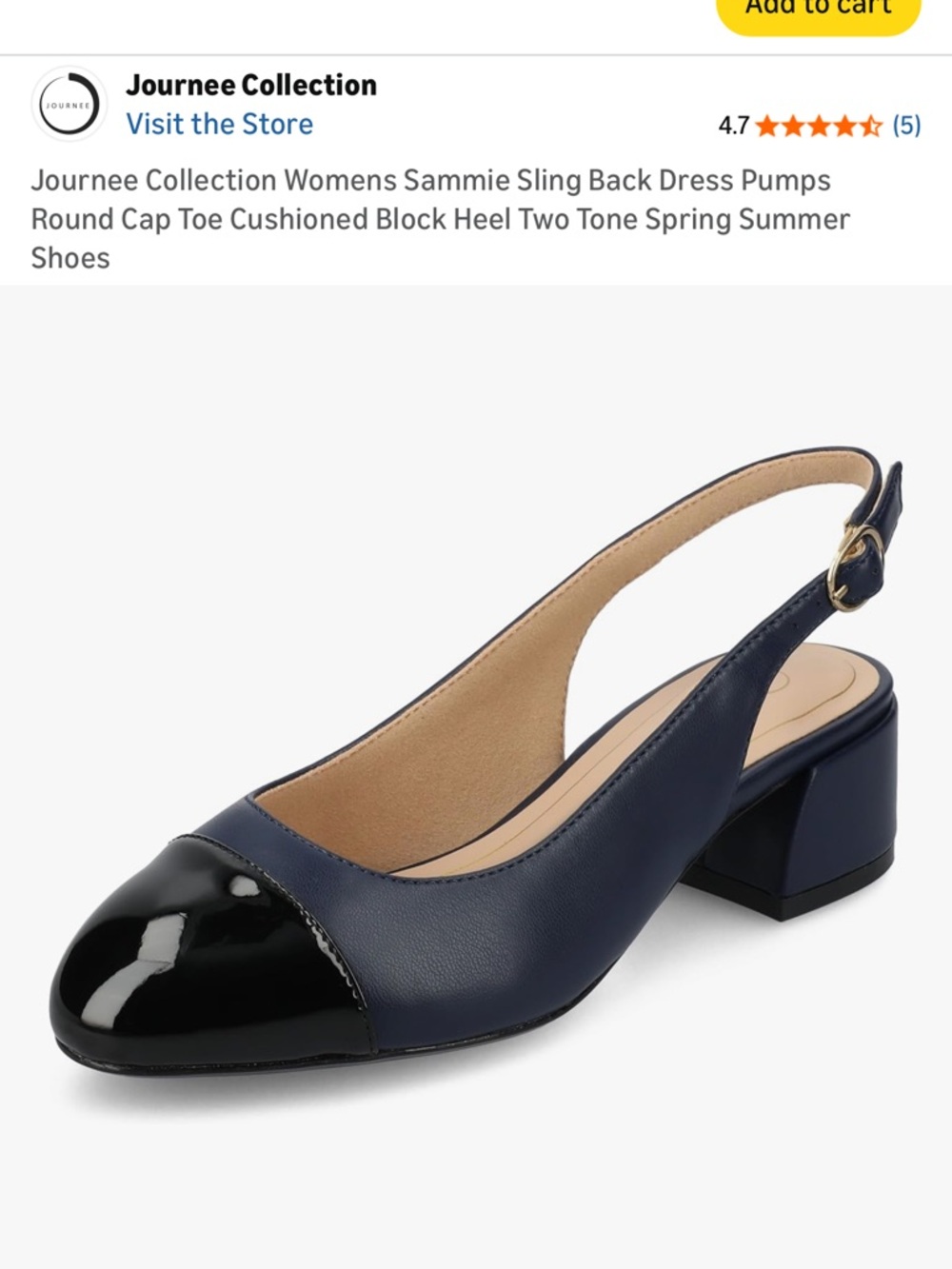 Journee Collection Navy and Black Two-Tone Slingback Block Heels
